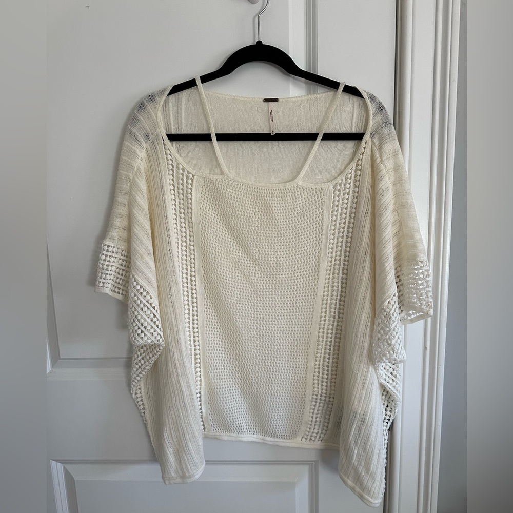 Free People Cream Open Knit Sweater Top ✨